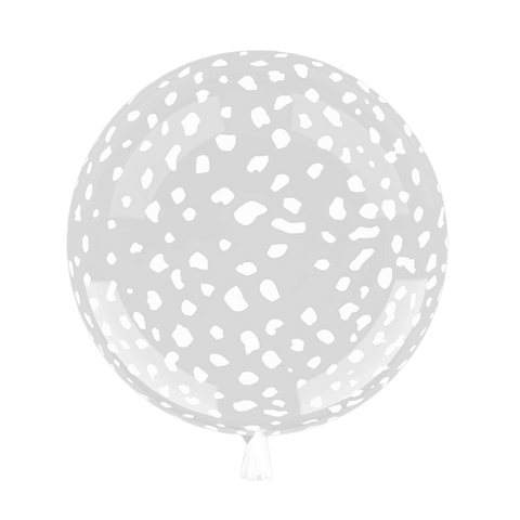 Mediyom Cheetah/Dalmation Print Clear Balloons (White)